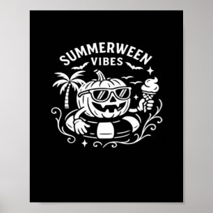 Zomer Vakantie Zomer Vibes Pompoen Zwembad Floa Poster