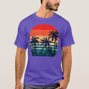 Zomer-vakantieband-palmbomen Retro Tropical Su T-shirt