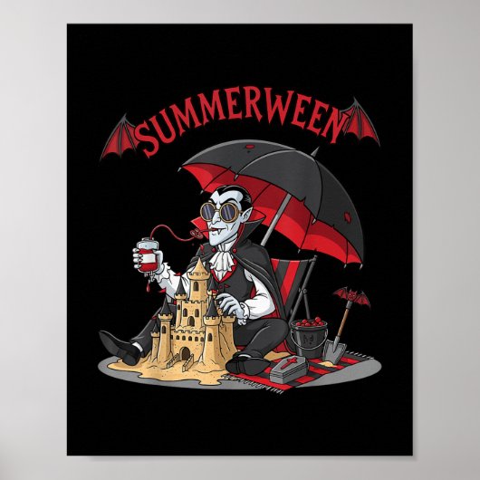 Zomer Vampire Beach Dracula Sandcastle Gothic Poster (Voorkant)