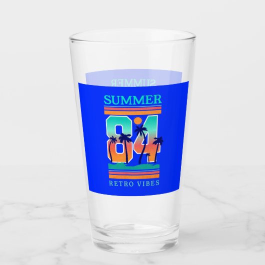 Zomer van 1984 Retro Vibe Beach Thema Glas (Voorkant)