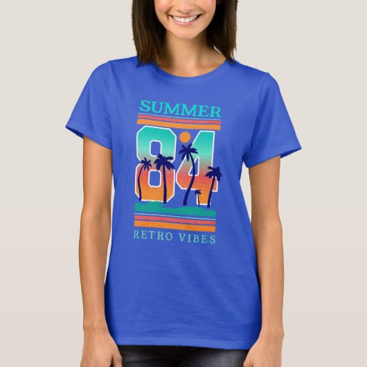 Zomer van 1984 Retro Vibe Beach Thema T-shirt (Voorkant)