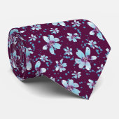 Zomer van '69- Blauw & Maroon Bloemen Stropdas (Opgerold)