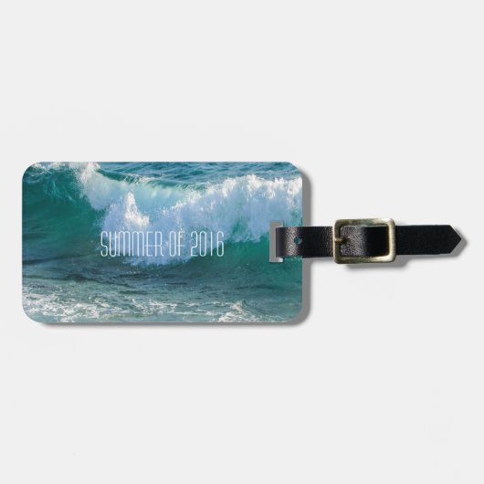 Zomer van de Geweldige Golf van zee zeeën op zee v Bagagelabel (Voorkant horizontaal)