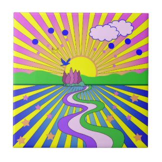 Zomer van de Liefde Colorful Psychedelic 60s 70s Tegeltje