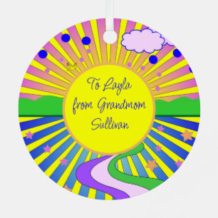 Zomer van de Liefde Hippie Psychedelische aangepas Metalen Ornament