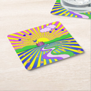 Zomer van de Liefde Psychedelische Jaren Zestig Zo Kartonnen Onderzetters