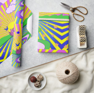 Zomer van de Liefde Psychedelische zestigheden Zon Cadeaupapier