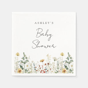 Zomer veld met wilde bloemen baby shower servet