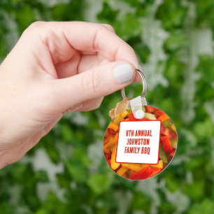 Zomer Vergadering Paprika Foto Familie Reünie BBQ Sleutelhanger