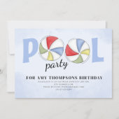Zomer Verjaardag Pool Party Beach Balls Kaart (Voorkant)