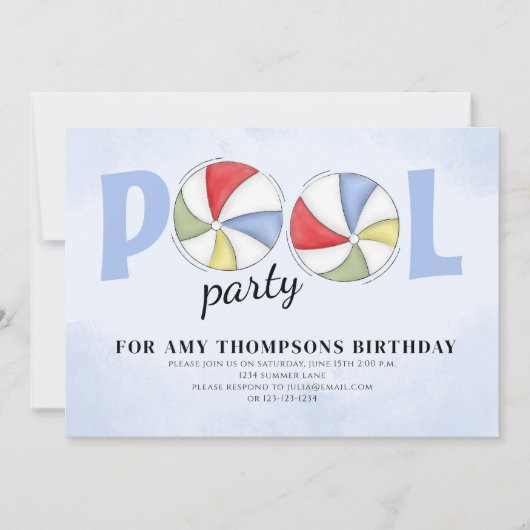 Zomer Verjaardag Pool Party Beach Balls Kaart (Voorkant)
