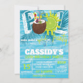 Zomer Verjaardag Pool Party kokosnoot Kaart (Voorkant)