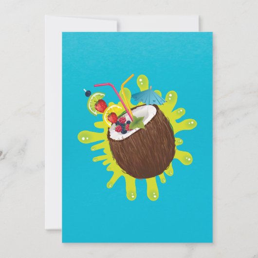 Zomer Verjaardag Pool Party kokosnoot Kaart (Achterkant)
