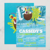 Zomer Verjaardag Pool Party kokosnoot Kaart (Voorkant / Achterkant)