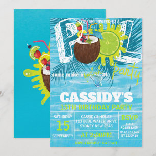 Zomer Verjaardag Pool Party kokosnoot Kaart