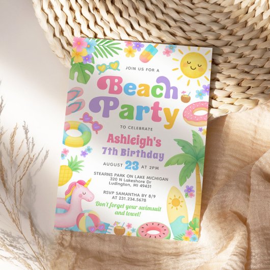 Zomer Verjaardag Uitnodiging - Plezier in de zon