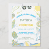 Zomer verjaardag zwembad of strand partij uitnodig kaart (Voorkant)