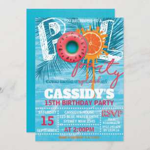 Zomer Verjaardag Zwembad Party Kaart