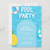 Zomer Verjaardag Zwembad Party Kaart (Voorkant)