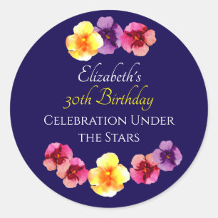 Zomer Verjaardagsfeest Boho Paarse Bloemige Verjaa Ronde Sticker