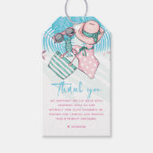 Zomer Verjaardagsfeest Roze Turquoise Dank u Cadeaulabel (Voorkant)