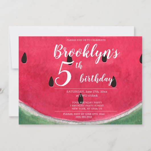 Zomer verjaardagsfeest uitnodiging met watermeloen (Voorkant)