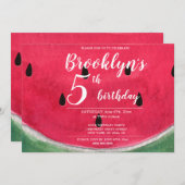 Zomer verjaardagsfeest uitnodiging met watermeloen (Voorkant / Achterkant)