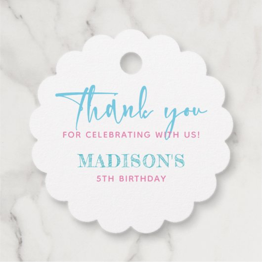 Zomer Verjaardagsfeestje Dank u Bedankjes Labels (Achterkant)