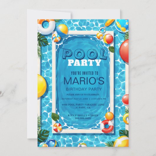 Zomer verjaardagsfeestje Splash Bash, Aanpasbaar Z Kaart (Voorkant)