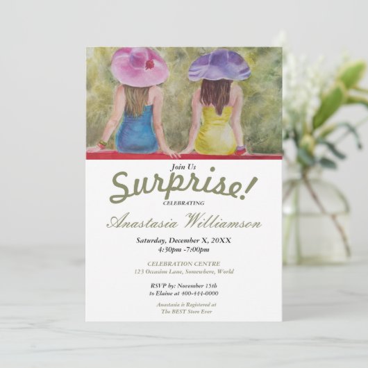 ZOMER VERRASSINGSFEESTUITNODIGING KAART (Staand voorkant)