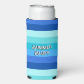 Zomer vers blauw gestreept seltzer blikjeskoeler (Seltzer Voorkant)