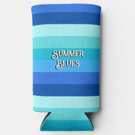 Zomer vers blauw gestreept seltzer blikjeskoeler