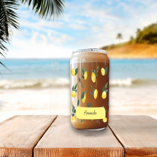 Zomer Verse Aquarel Citroenen Aangepaste naam Blikvorm Glas