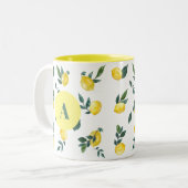 Zomer Verse Aquarel Citroenen Aangepaste naam Tweekleurige Koffiemok (Voorkant links)