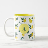 Zomer Verse Aquarel Citroenen Aangepaste naam Tweekleurige Koffiemok (Links)