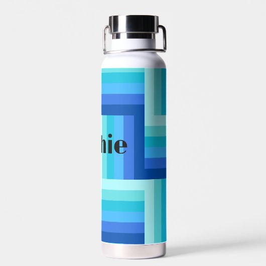 Zomer Verse Blauwe Groene Zig Zag Waterfles (Achterkant)