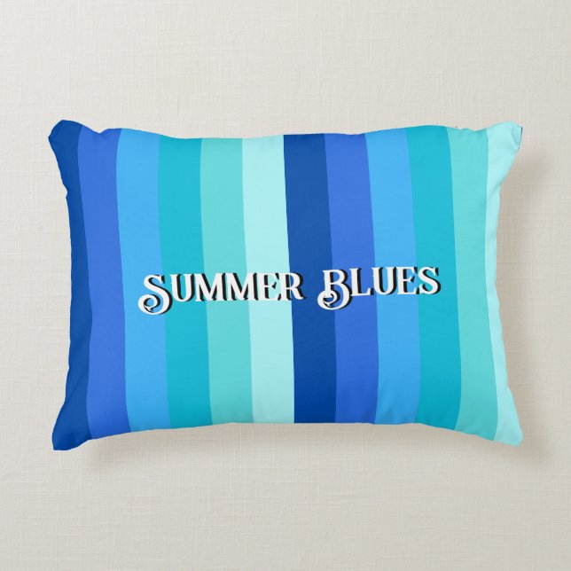 Zomer Verse blauwe strepen Accent Kussen (Voorkant)