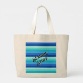 Zomer Verse oceaan tinten gestreept Grote Tote Bag (Achterkant)