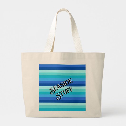 Zomer Verse oceaan tinten gestreept Grote Tote Bag (Achterkant)