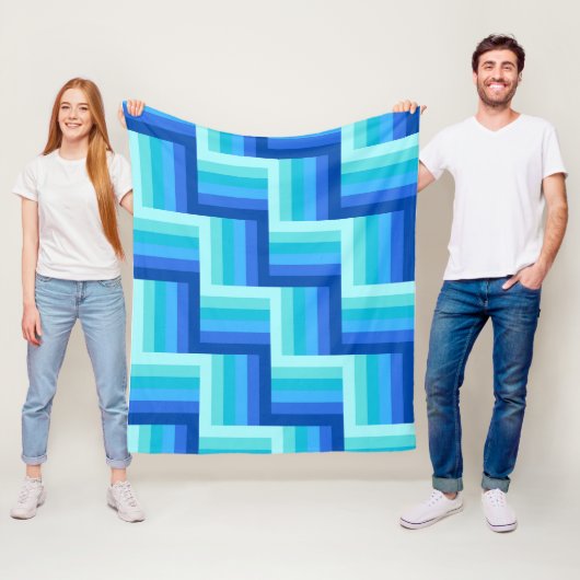 Zomer Verse Oceaan tinten Gestreept Quilt Patroon Fleece Deken (In situ)
