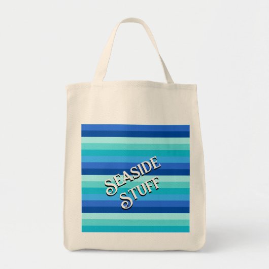 Zomer Verse oceaan tinten gestreept Tote Bag (Voorkant)