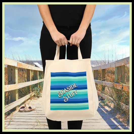 Zomer Verse oceaan tinten gestreept Tote Bag