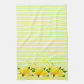 Zomer verse strepen en spatted citroenen theedoek (Verticaal)