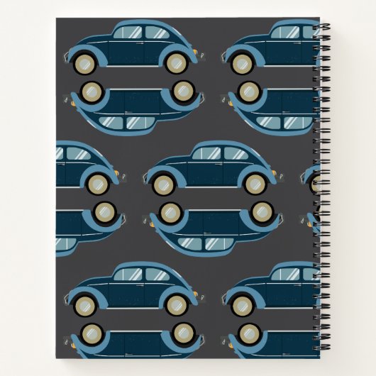 Zomer vibe met retro auto op het strand notitieboek (Achterkant)