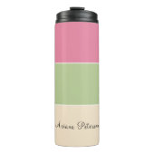 Zomer Vibe Roze & Sage Groene Pastel Kleur Blok Thermosbeker (Voorkant)