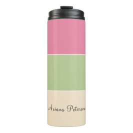 Zomer Vibe Roze & Sage Groene Pastel Kleur Blok Thermosbeker