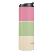 Zomer Vibe Roze & Sage Groene Pastel Kleur Blok Thermosbeker (Gedraaid links)