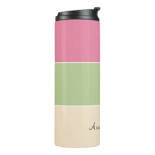 Zomer Vibe Roze & Sage Groene Pastel Kleur Blok Thermosbeker (Gedraaid links)