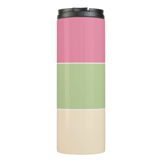 Zomer Vibe Roze & Sage Groene Pastel Kleur Blok Thermosbeker (Achterkant)
