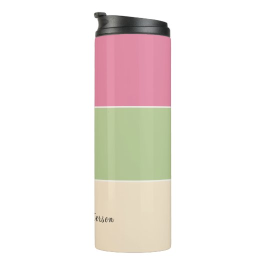 Zomer Vibe Roze & Sage Groene Pastel Kleur Blok Thermosbeker (Geroteerd rechts)